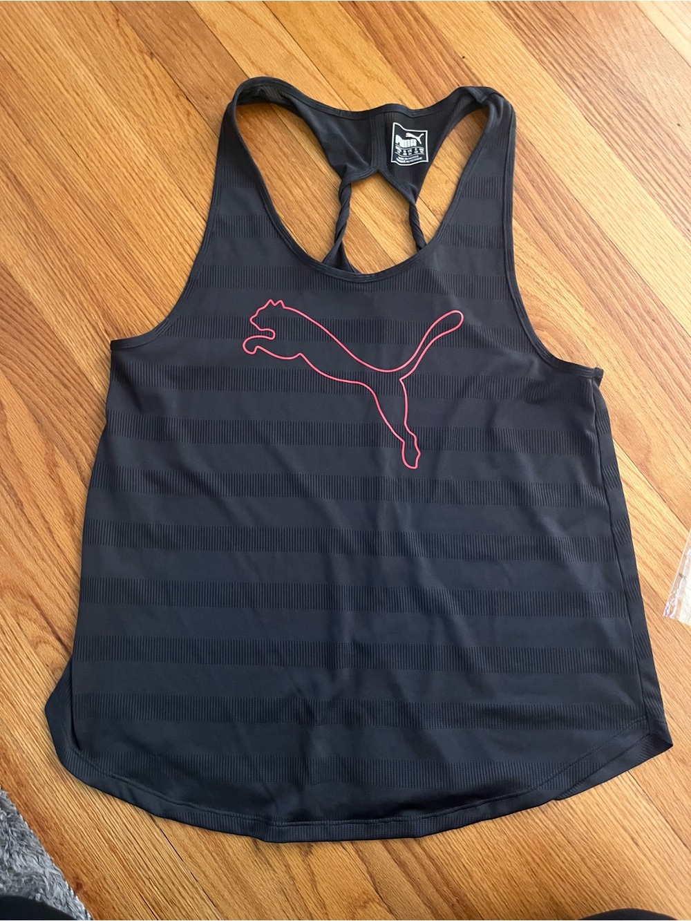 PUMA Women's Black Racerback Tank with Pink Logo Size Large